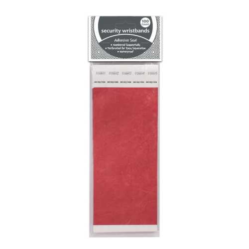 DuPont&trade; Tyvek&reg; Security Wristbands, Red, 100/Pack