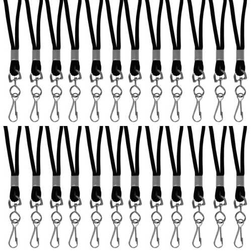 Standard Lanyard, Black, Swivel Hook, Pack of 24