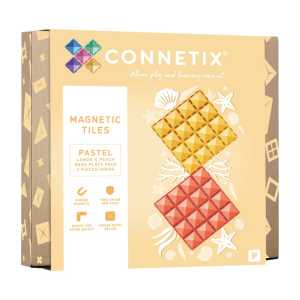 Magnetic Tiles Pastel Lemon & Peach Base Plate, 2 Pieces