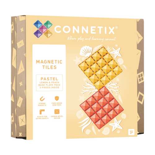 Magnetic Tiles Pastel Lemon & Peach Base Plate, 2 Pieces