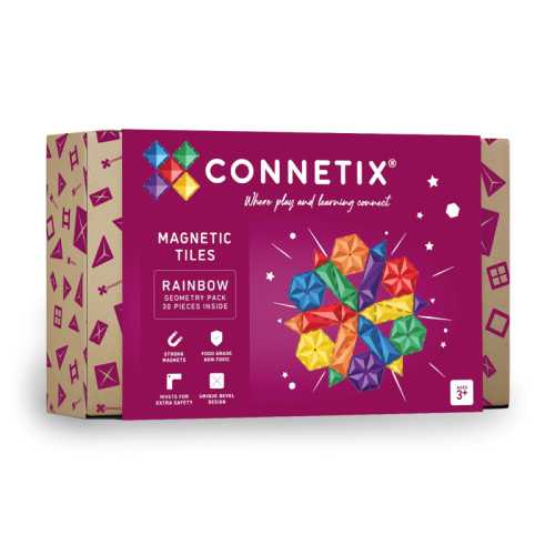 Magnetic Tiles Rainbow Geometry Pack, 30 Pieces