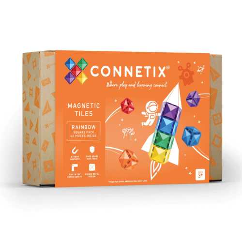 Magnetic Tiles Rainbow Square Pack, 42 Pieces