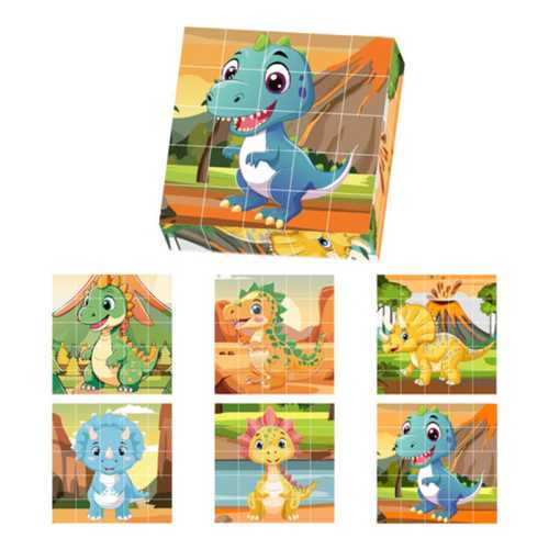 Magnetic Dinosaur Puzzle Blocks, 25 Pieces, 6 Dinosaur Designs