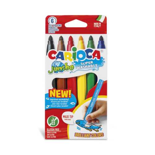 Jumbo Maxi Tip Washable Felt Tip Pens - 6 Pieces