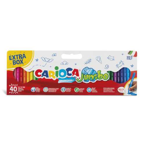 Jumbo Maxi Tip Felt Tip Washable Pens - 40 Pieces