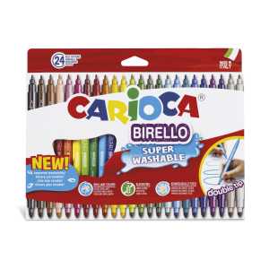 Birello Double Tip Felt Tip Washable Pens - 24 Pieces
