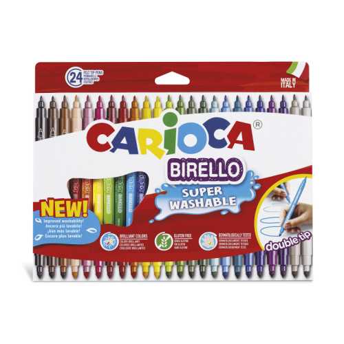 Birello Double Tip Felt Tip Washable Pens - 24 Pieces