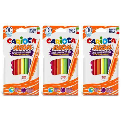 Neon Washable Felt Tip Pens, 8 Per Pack, 3 Packs