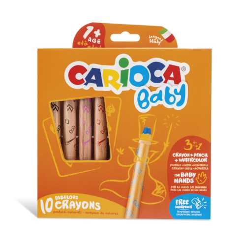 BABY Crayons 3 in 1 + Sharpener - 10 Pieces
