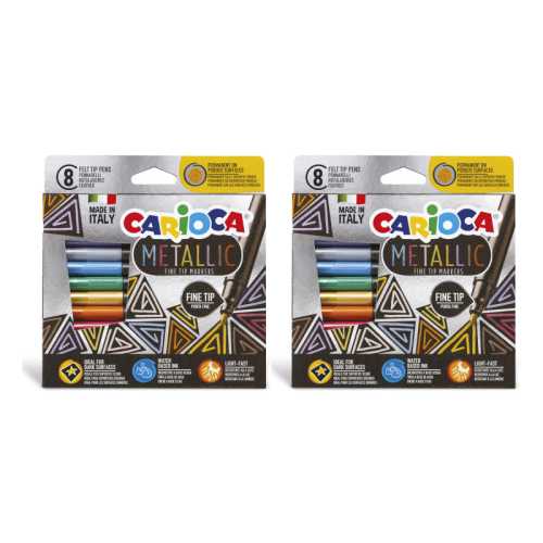 Metallic Felt Tip Pens Fine Tip Markers, 8 Per Pack, 2 Packs
