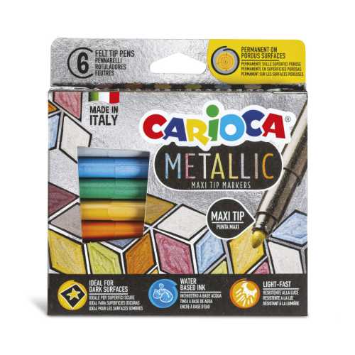 Metallic Maxi Tip Markers Felt Tip Pens - 6 Pieces