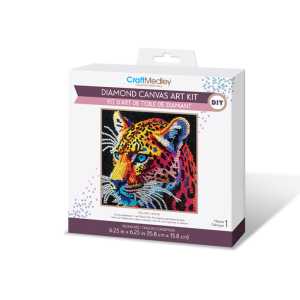 Diamond Painting Kit, Leopard Design, 6.25 x 6.25 Inches