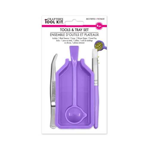 Multi-Purpose Craft Tool and Funnel Tray Set, 4 Pieces, Purple