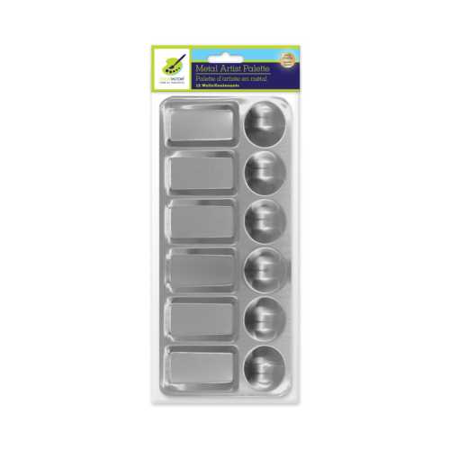 Rectangular Metal Paint Palette, 12 Wells, 9 x 4.5 Inches