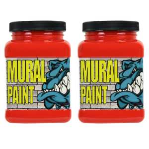 Mural Paint, Pint, Fury (Orange), Pack of 2