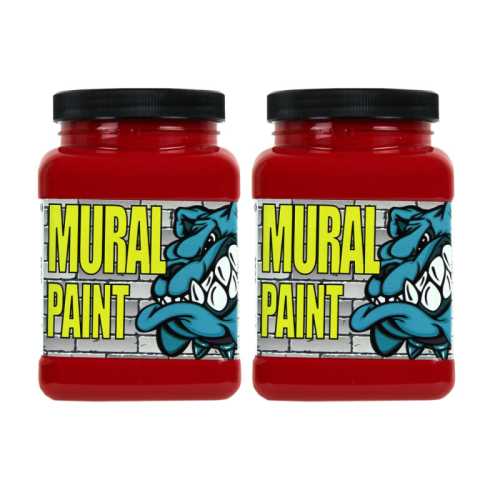 Mural Paint, Pint, Stop (Red), Pack of 2