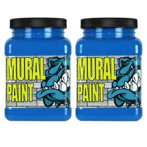 Mural Paint, Pint, Peacock (Cerulean Blue Hue), Pack of 2