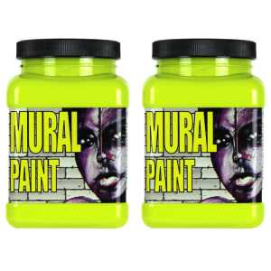 Mural Paint, Pint, Psychedelic (Yellow Green), Pack of 2