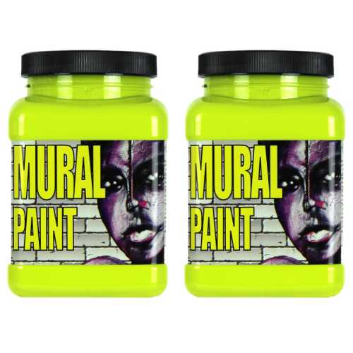 Mural Paint, Pint, Psychedelic (Yellow Green), Pack of 2