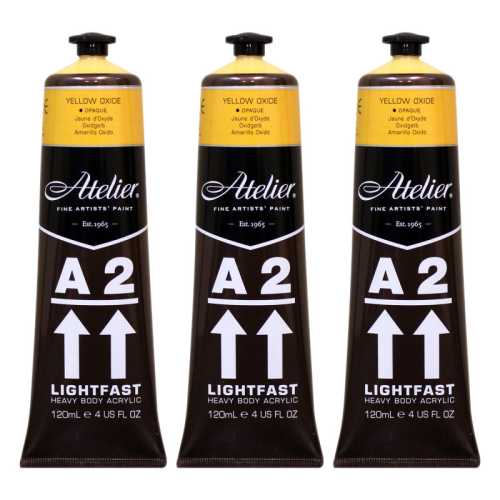 A2 Heavy Body Lightfast Artist Acrylic, 4 oz., Yellow Oxide, Pack of 3