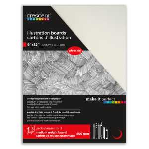 All-Purpose Cold Press Illustration Board, 8 x 10 in, White, 3-Pack