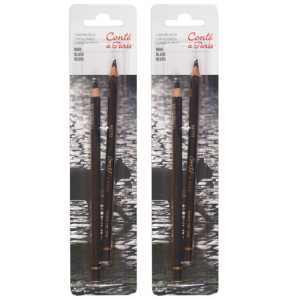 Pastel Pencils, Black, 2 Per Pack, 2 Packs