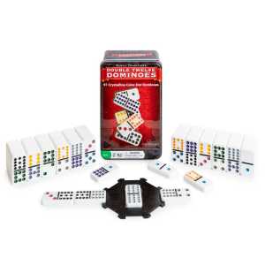 Double 12 Dominoes Set in Tin, 91 Jumbo Dominoes