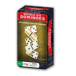 Double 6 Dominoes Set in Tin, 28 Jumbo Dominoes