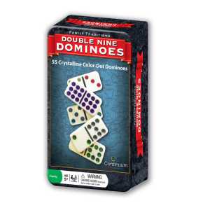 Double 9 Dominoes Set in Tin, 55 Jumbo Dominoes