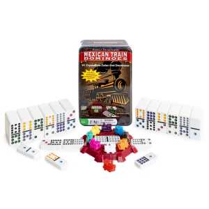 Mexican Train Dominoes Set in Tin