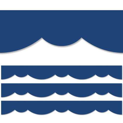 Blue Stylish Scallops EZ Border, 48 Feet, 3 Packs