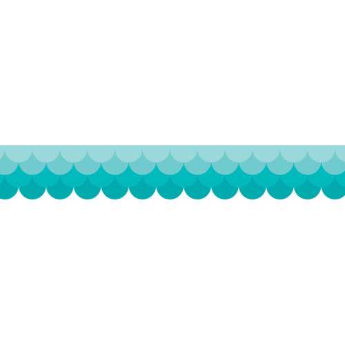 Painted Palette Ombre Turquoise Scallops EZ Border, 48 Feet