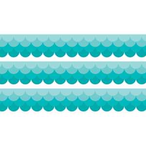 Painted Palette Ombre Turquoise Scallops EZ Border, 48 Feet Per Pack, 3 Packs
