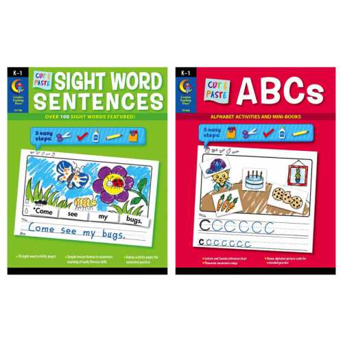 Cut & Paste Letters & Sight Word Sentences, 2-Book Set