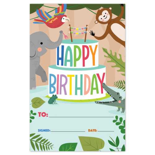 Jungle Friends Happy Birthday Awards, Pack of 30