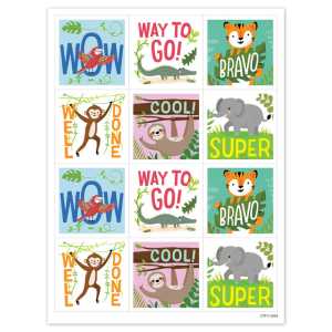 Jungle Friends Reward Stickers, Pack of 60