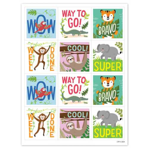 Jungle Friends Reward Stickers, Pack of 60
