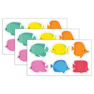 Sea Friends School of Fish 3" Designer Cut-Outs, 36 Per Pack, 3 Packs