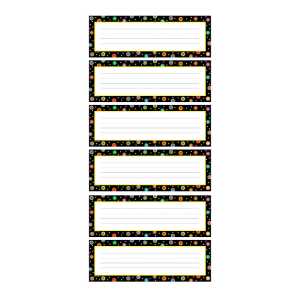 Dots on Black Name Plates, 36 Per Pack, 6 Packs