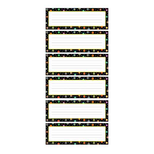Dots on Black Name Plates, 36 Per Pack, 6 Packs