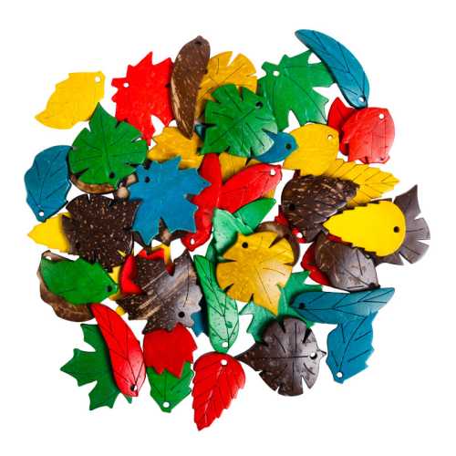 Coconut Shell Leaf Loose Parts, 50 Pieces
