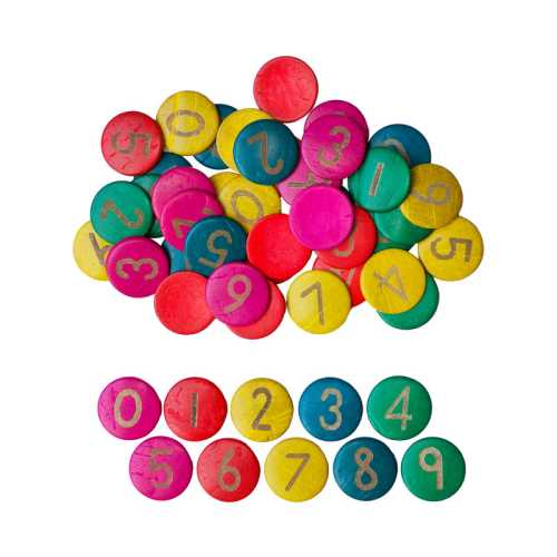 Coconut Shell Number Circles 0-9, 100 Pieces