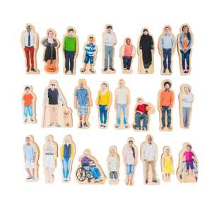 Diverse Family Wooden People Blocks, 26 Pieces