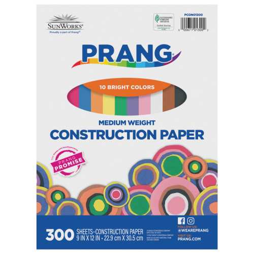 Construction Paper, Medium Weight, 10 Assorted Colors, 9