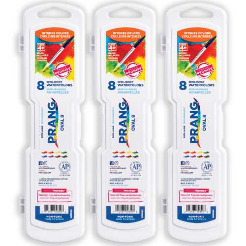 Semi-Moist Washable Watercolor Set, 8 colors, 3 Sets