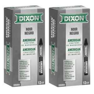 Professional Marking Crayons, Black, Dozen, 2 Packs
