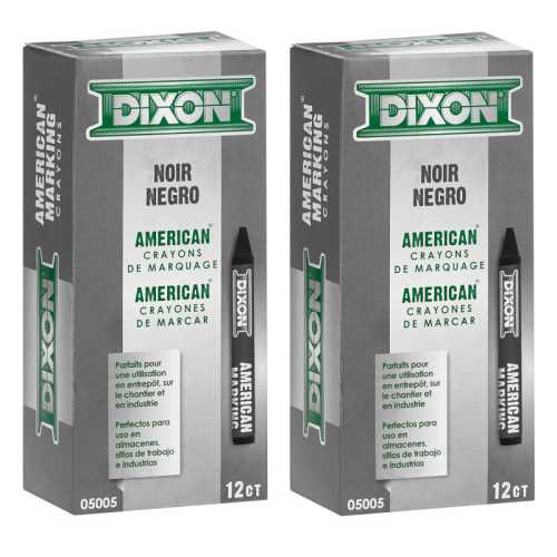 Professional Marking Crayons, Black, Dozen, 2 Packs