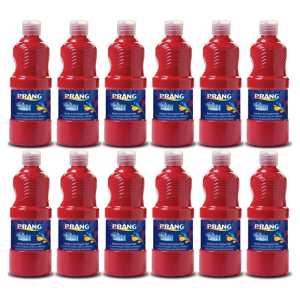 Washable Tempera Paint, Red, 16 oz, Pack of 6