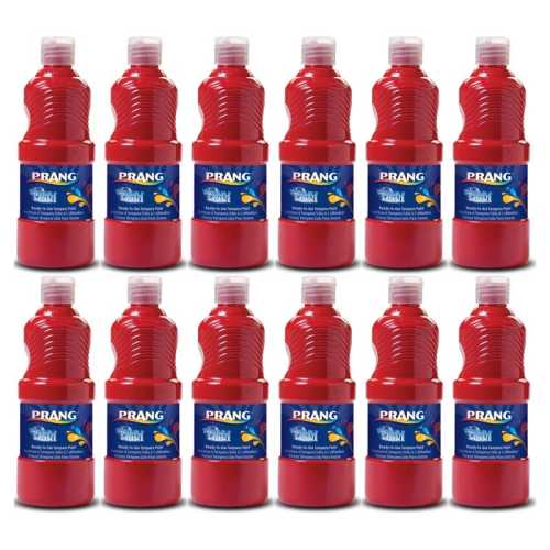 Washable Tempera Paint, Red, 16 oz, Pack of 6