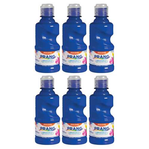 Washable Tempera Paint, 8 oz Bottle, Blue, Set of 6